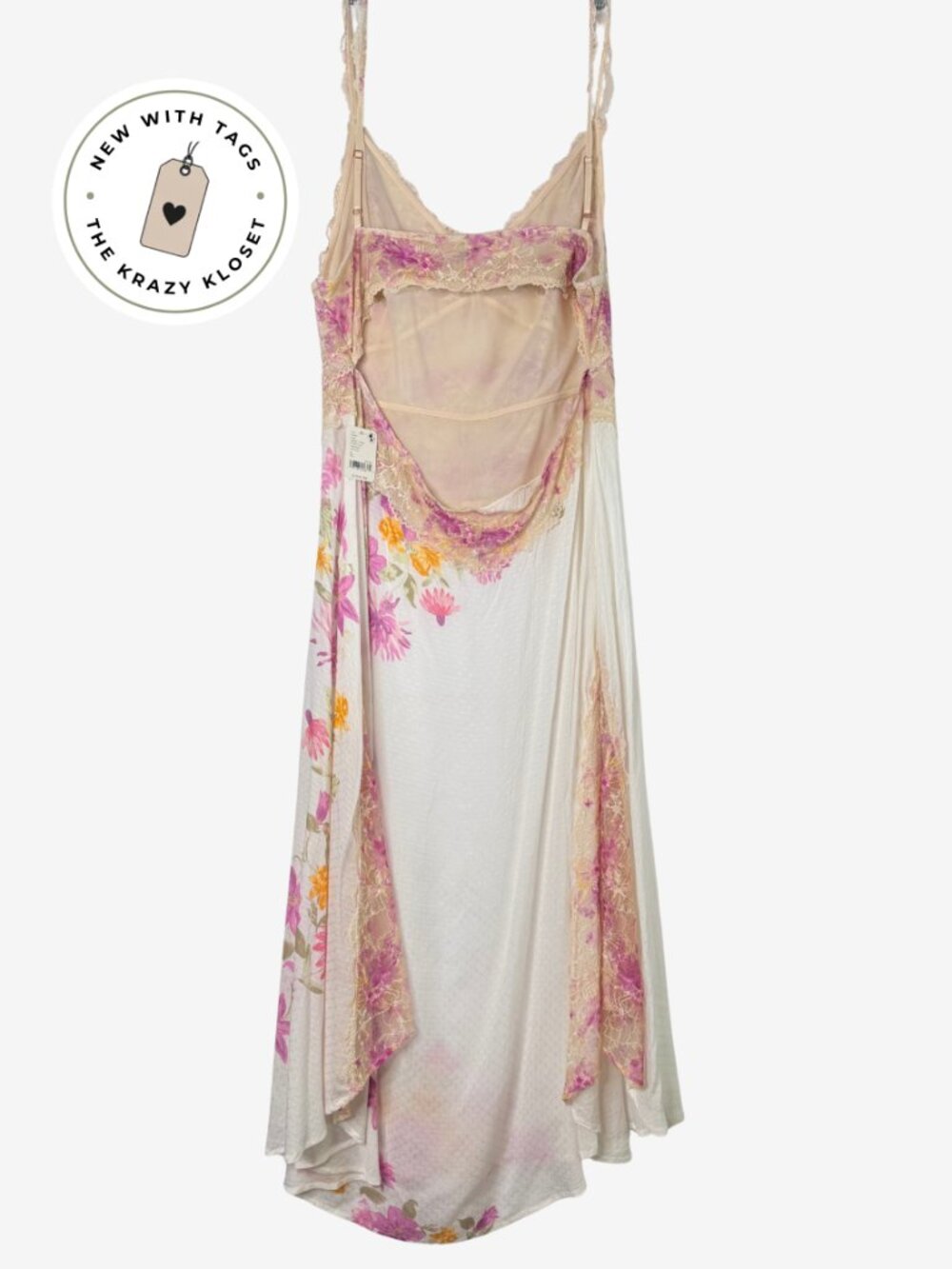 Free People Spring Soiree Midi Lace Trim Slip Floral Spring Combo XS NWT - Picture 2 of 14